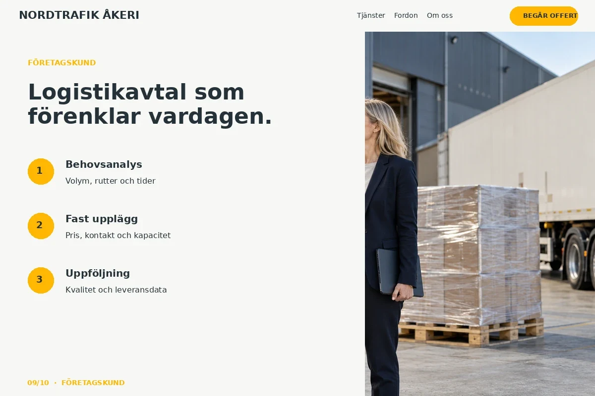 Företagskund – relaterat designförslag för åkeri