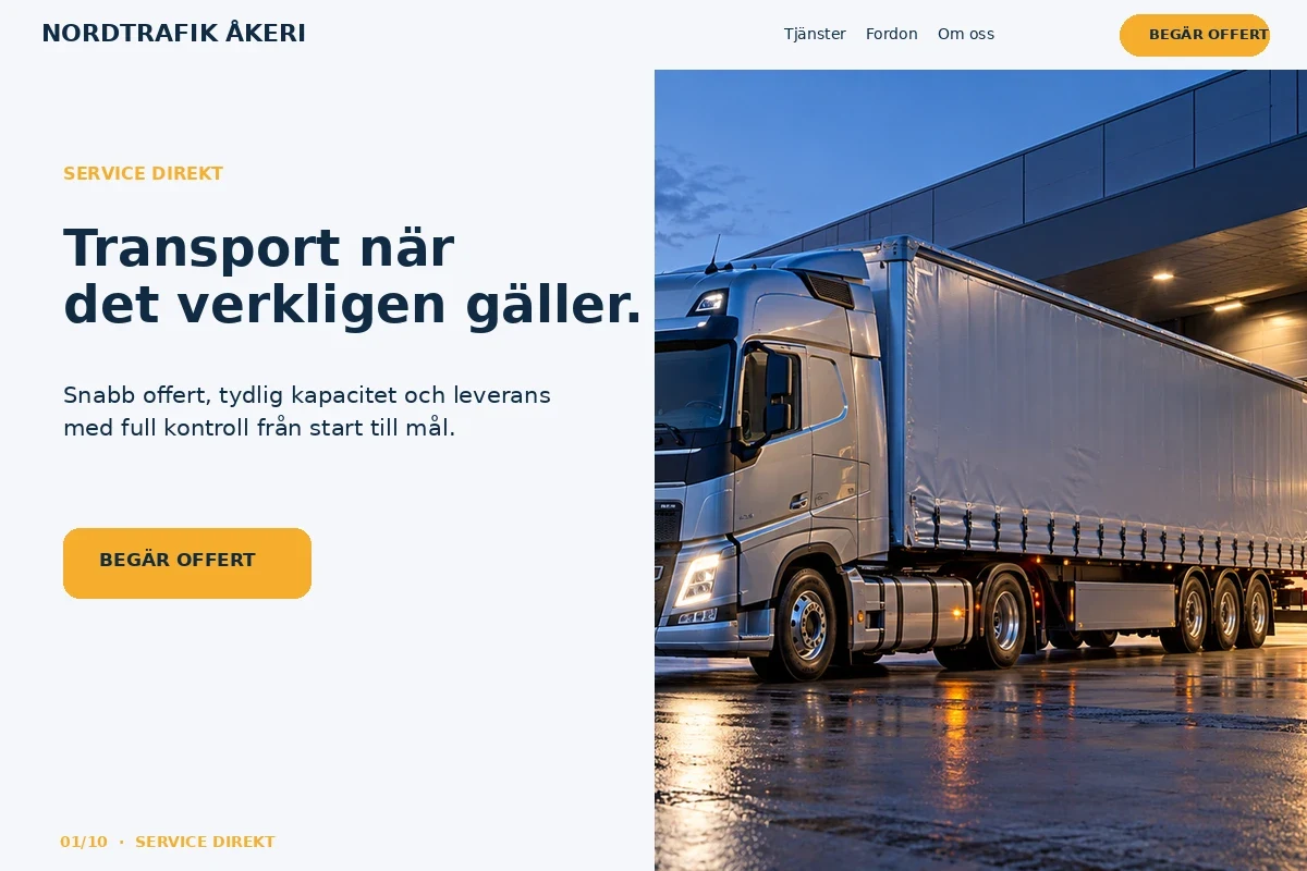 Service Direkt – designförslag för åkeri