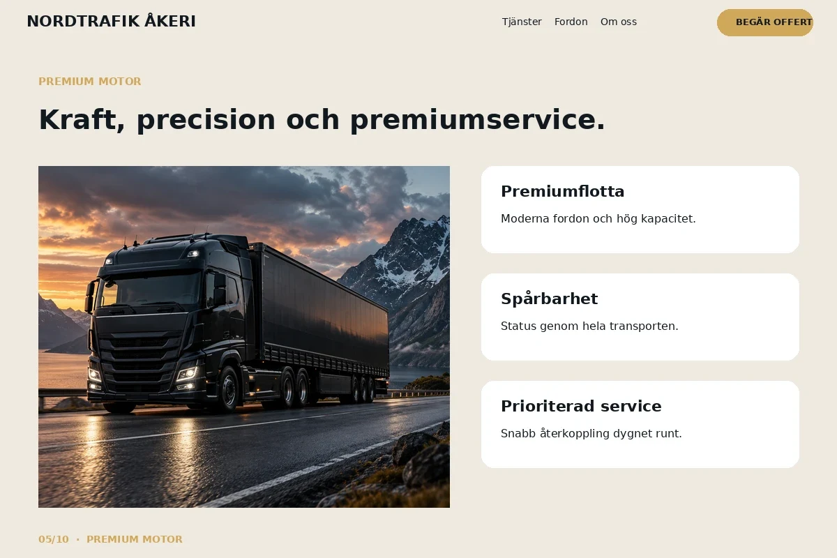 Premium Motor – designförslag för åkeri