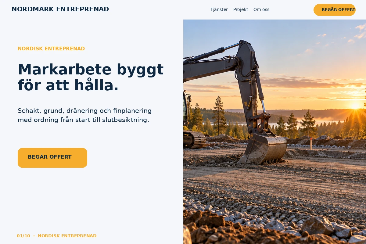 Nordisk Entreprenad – relaterat designförslag för anläggningsfirma