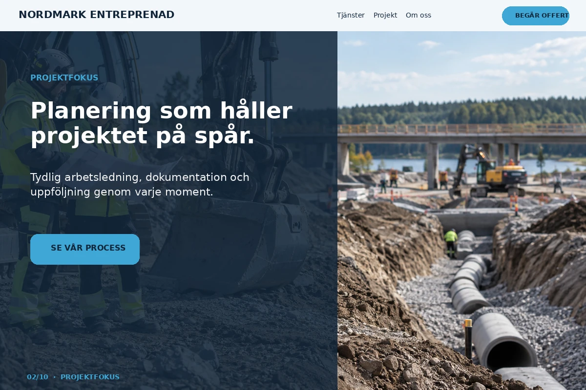 Projektfokus – designförslag för anläggningsfirma