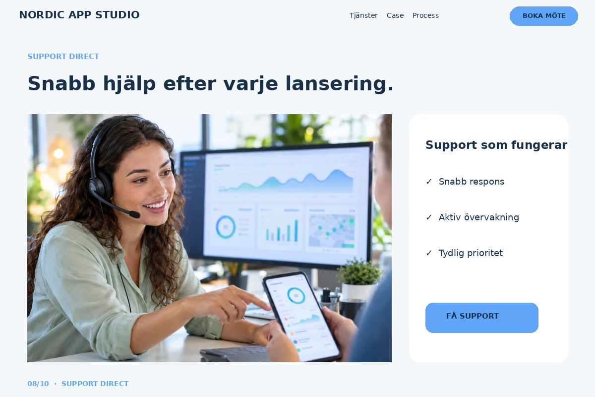 Support Direct – relaterat designförslag för apputvecklare