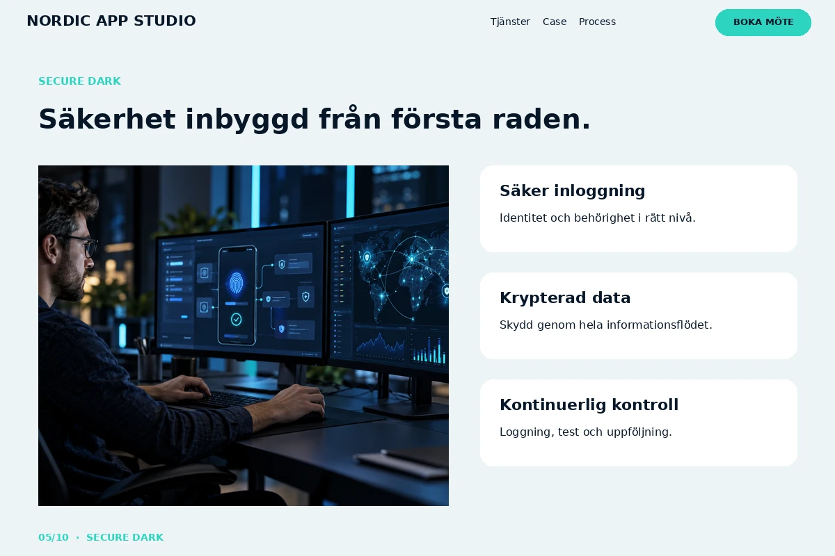 Secure Dark – relaterat designförslag för apputvecklare
