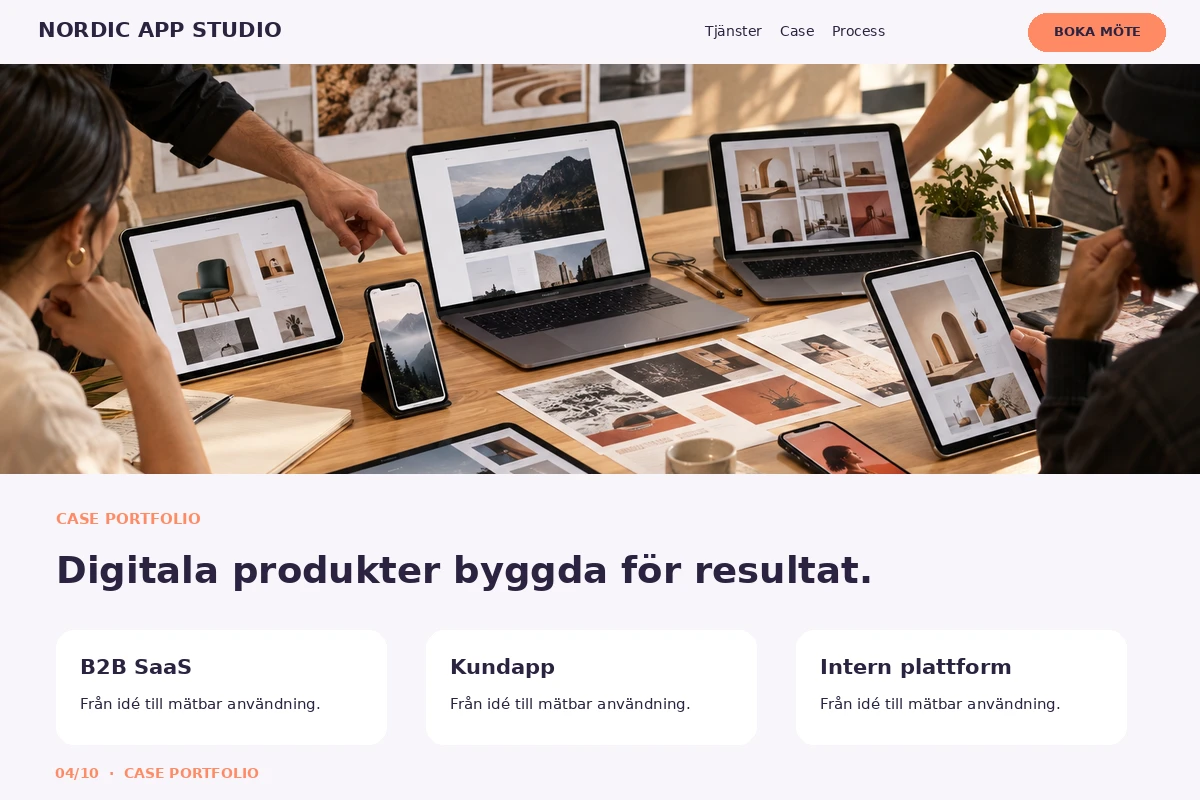 Case Portfolio – relaterat designförslag för apputvecklare