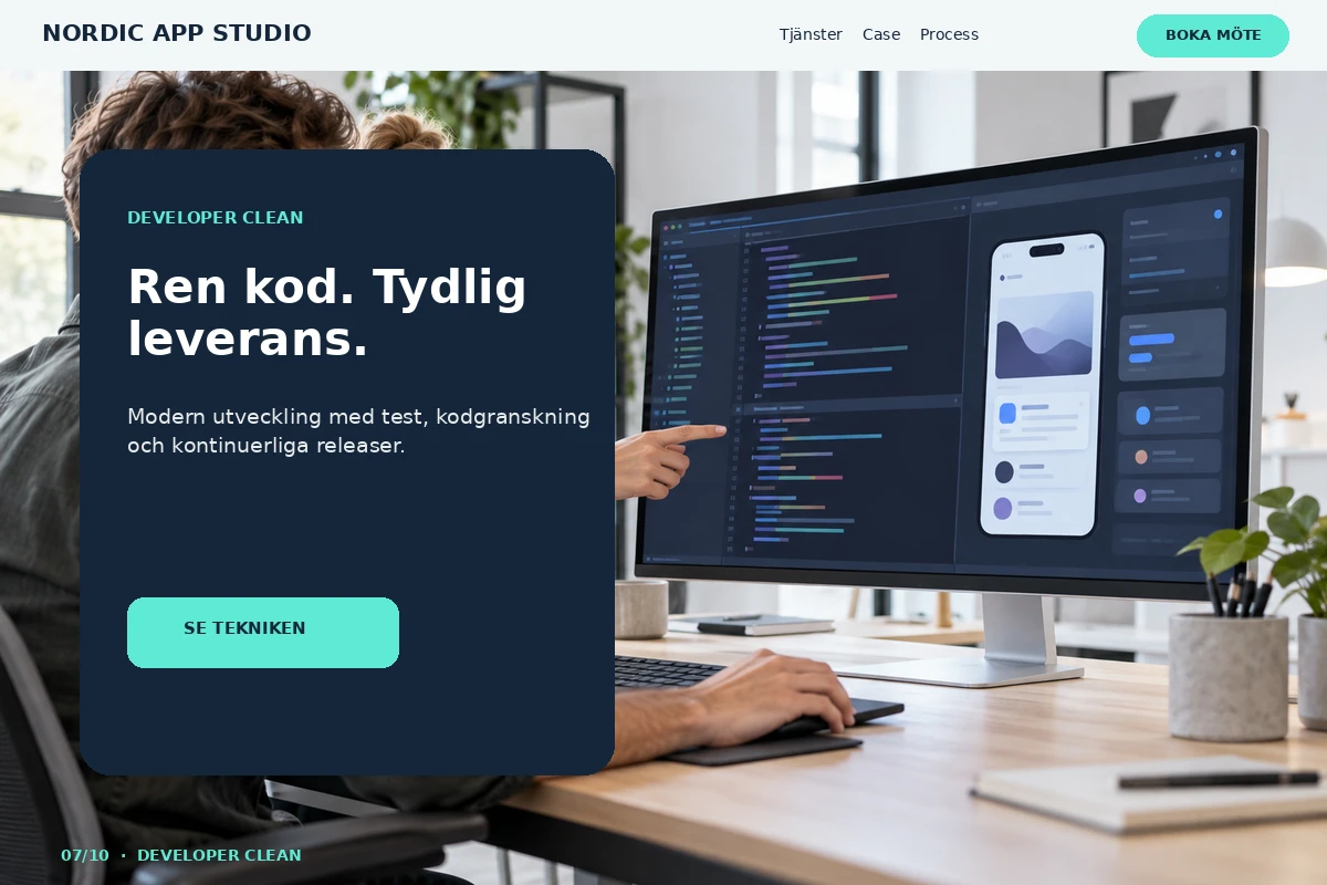 Developer Clean – relaterat designförslag för apputvecklare