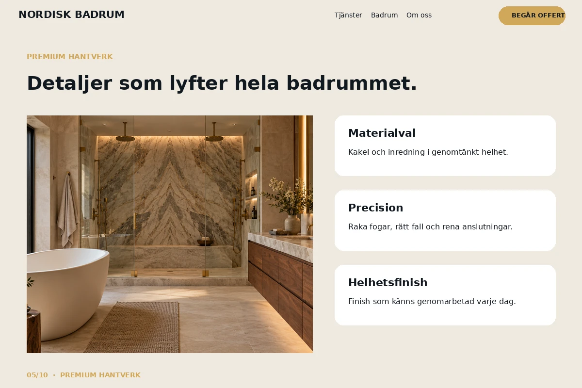 Premium Hantverk – relaterat designförslag för badrumsrenovering