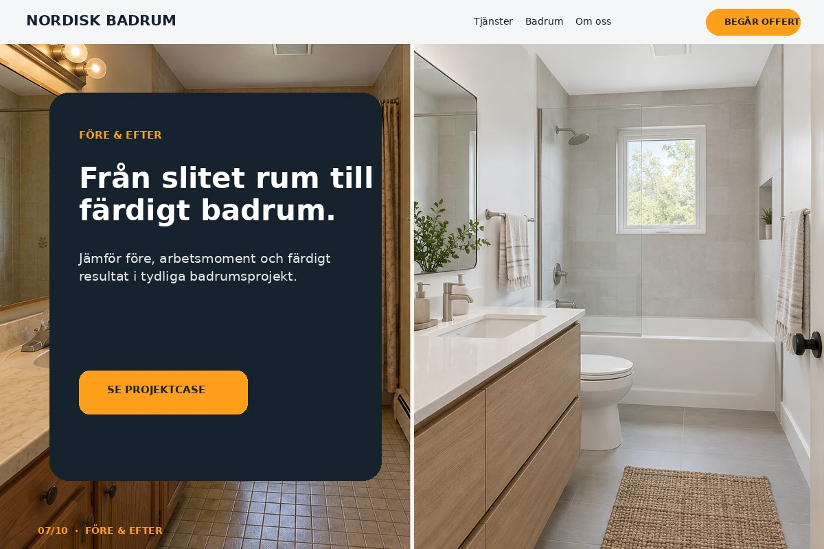 Före & Efter – relaterat designförslag för badrumsrenovering