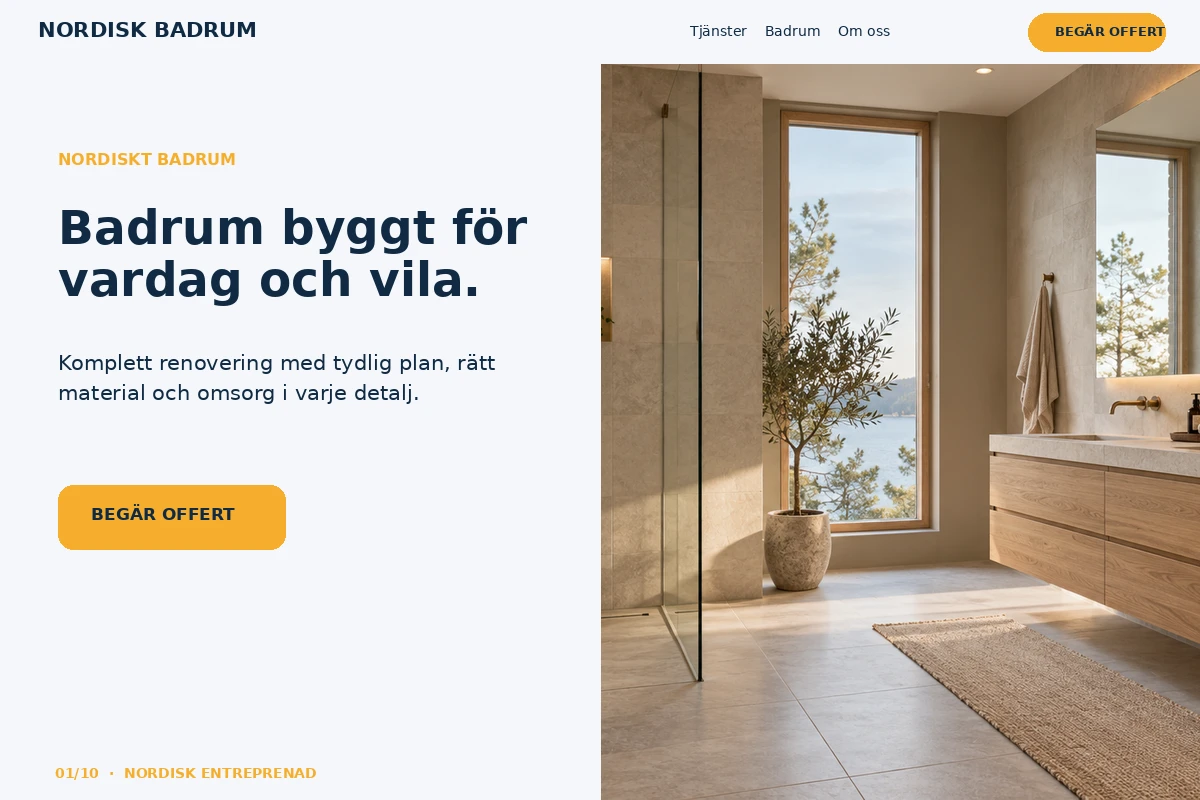 Nordisk Entreprenad – designförslag för badrumsrenovering
