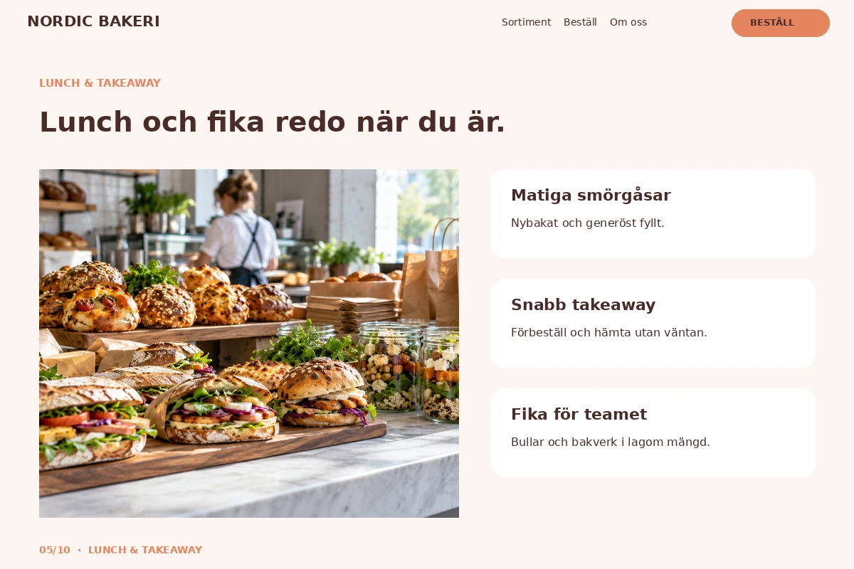 Lunch & Takeaway – relaterat designförslag för bageri