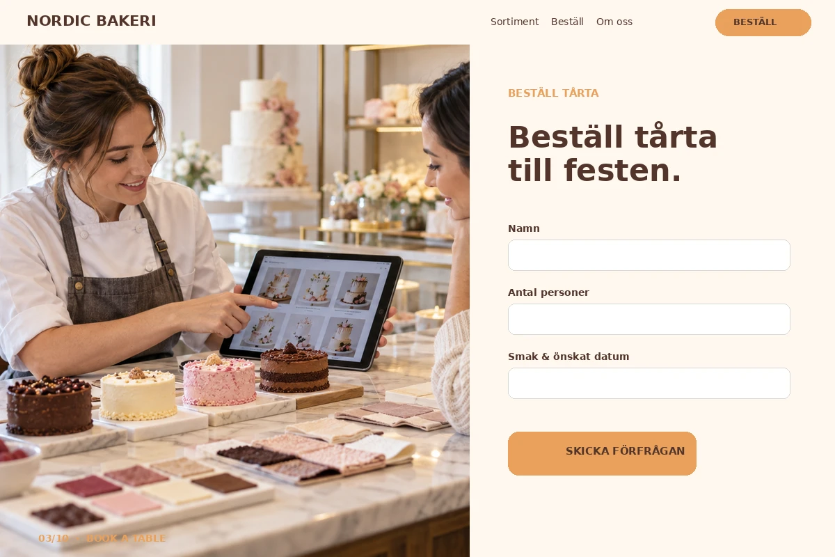 Book a Table – designförslag för bageri