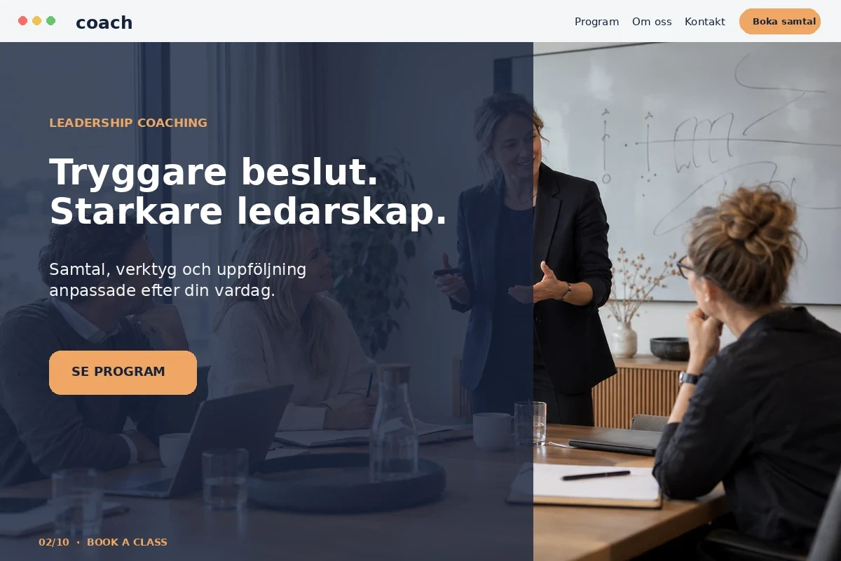 Book a Class – relaterat designförslag för coach