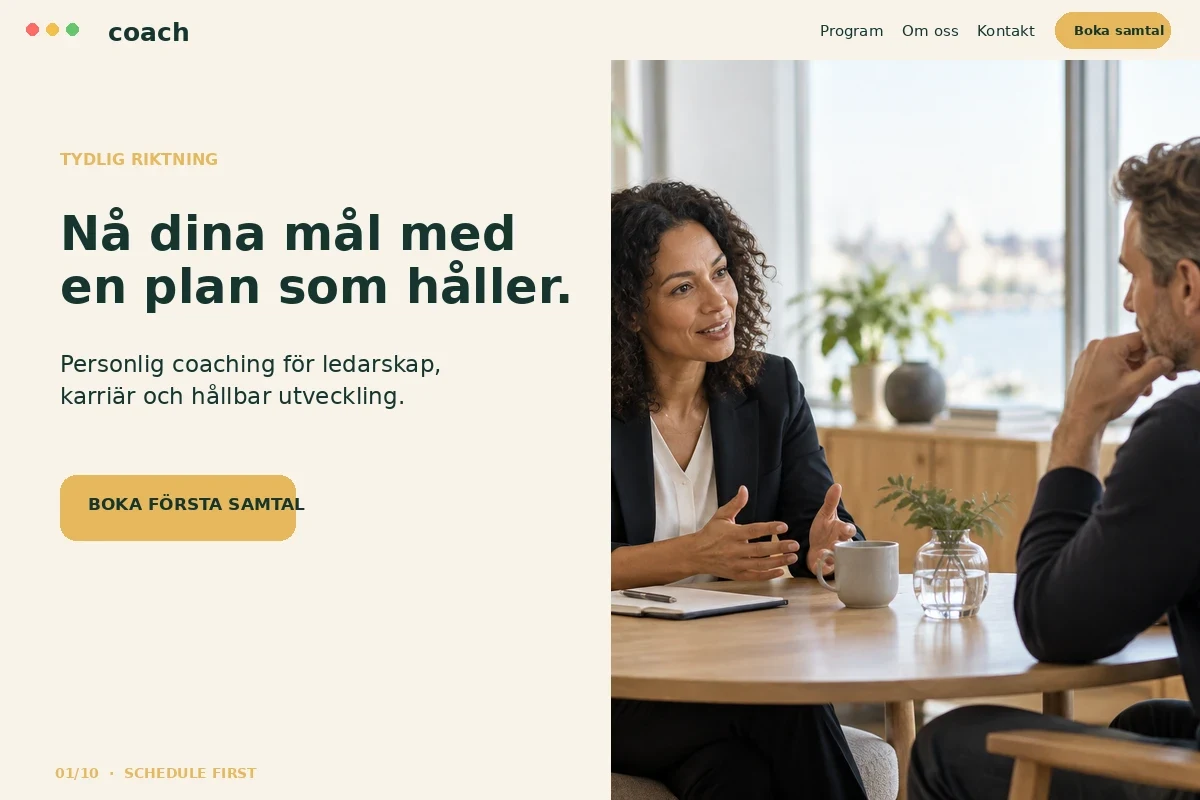 Schedule First – designförslag för coach