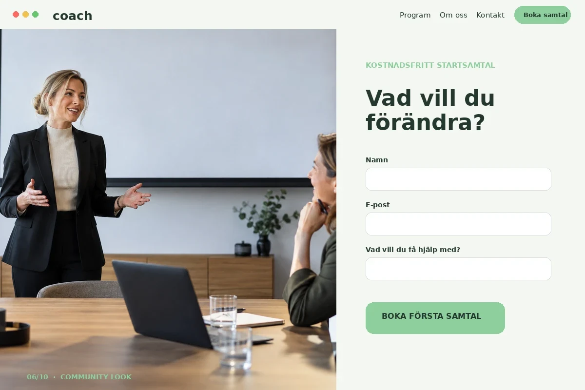 Community Look – designförslag för coach