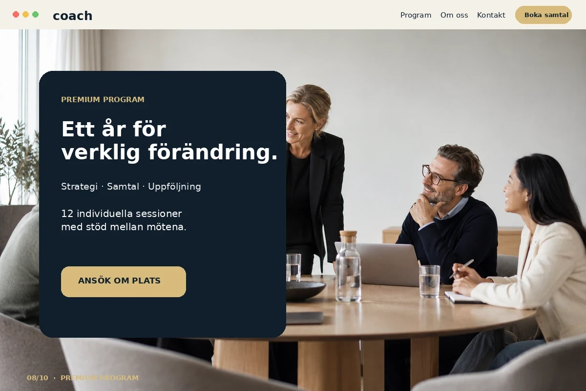Premium Program – designförslag för coach