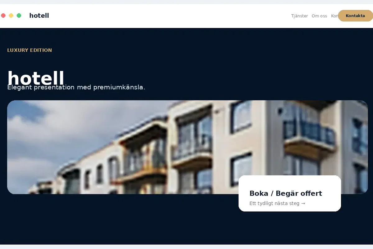 Designförslag för Hotell