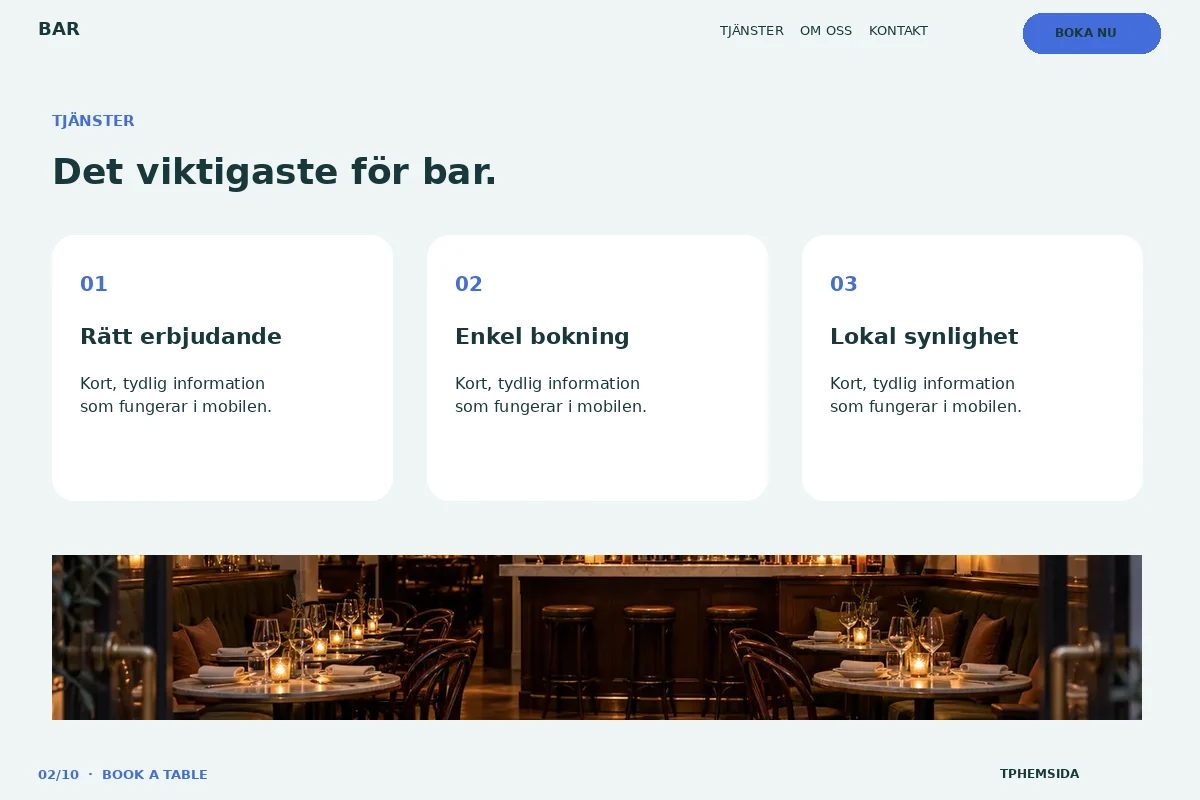 Book a Table – Tjänster för bar
