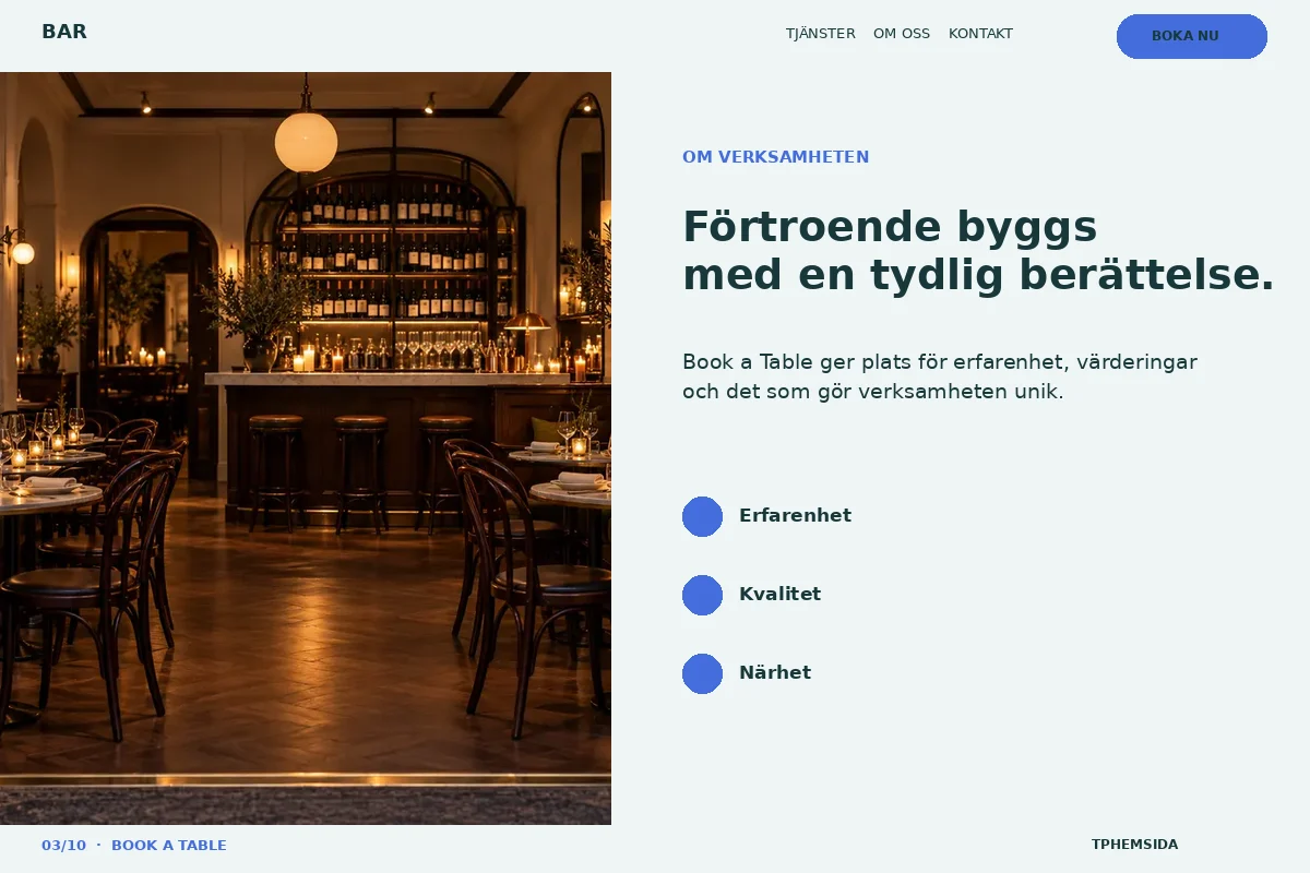 Book a Table – Om företaget för bar