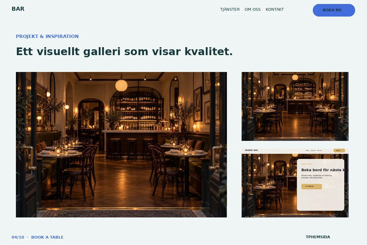 Book a Table – Projekt för bar