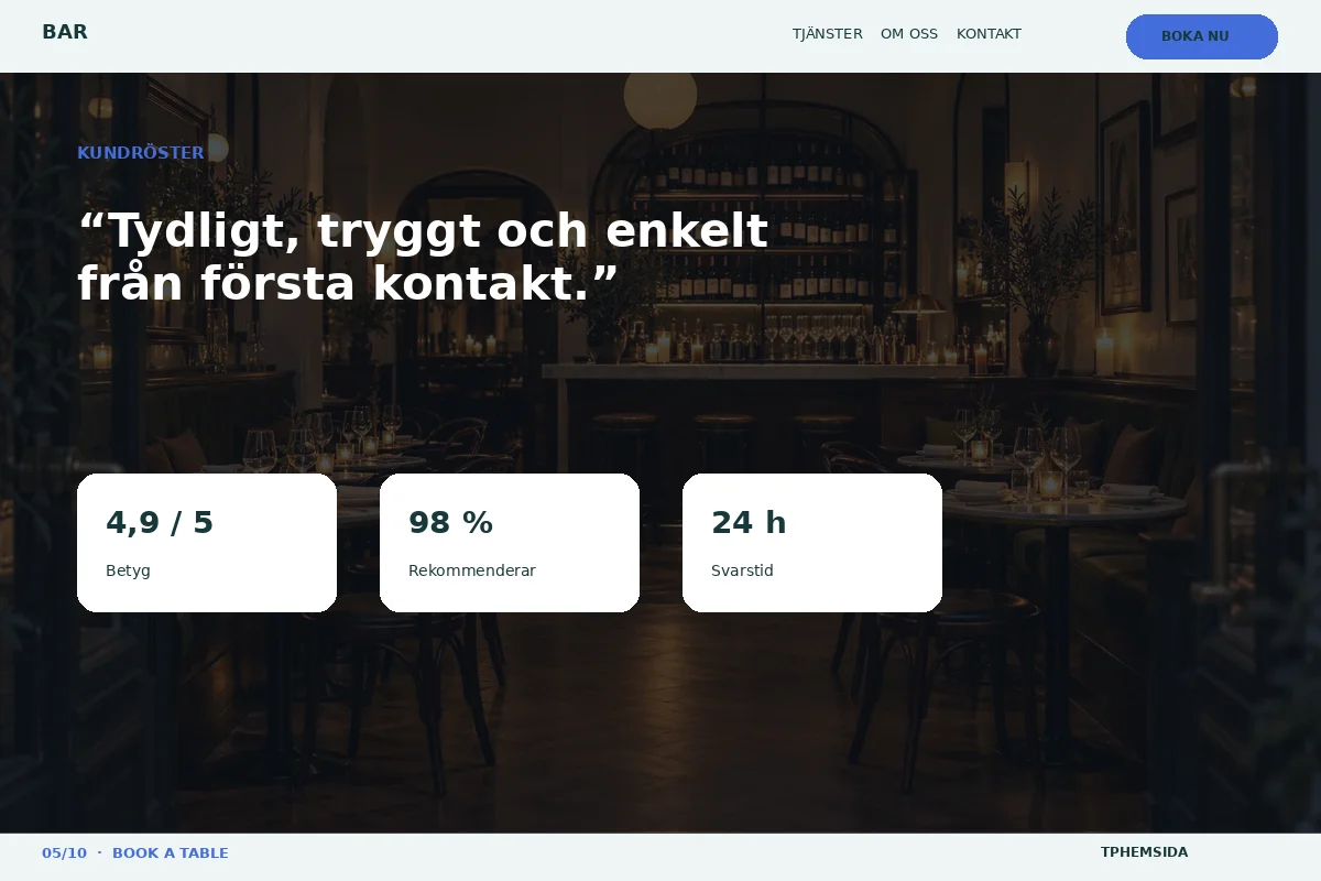 Book a Table – Kundröster för bar