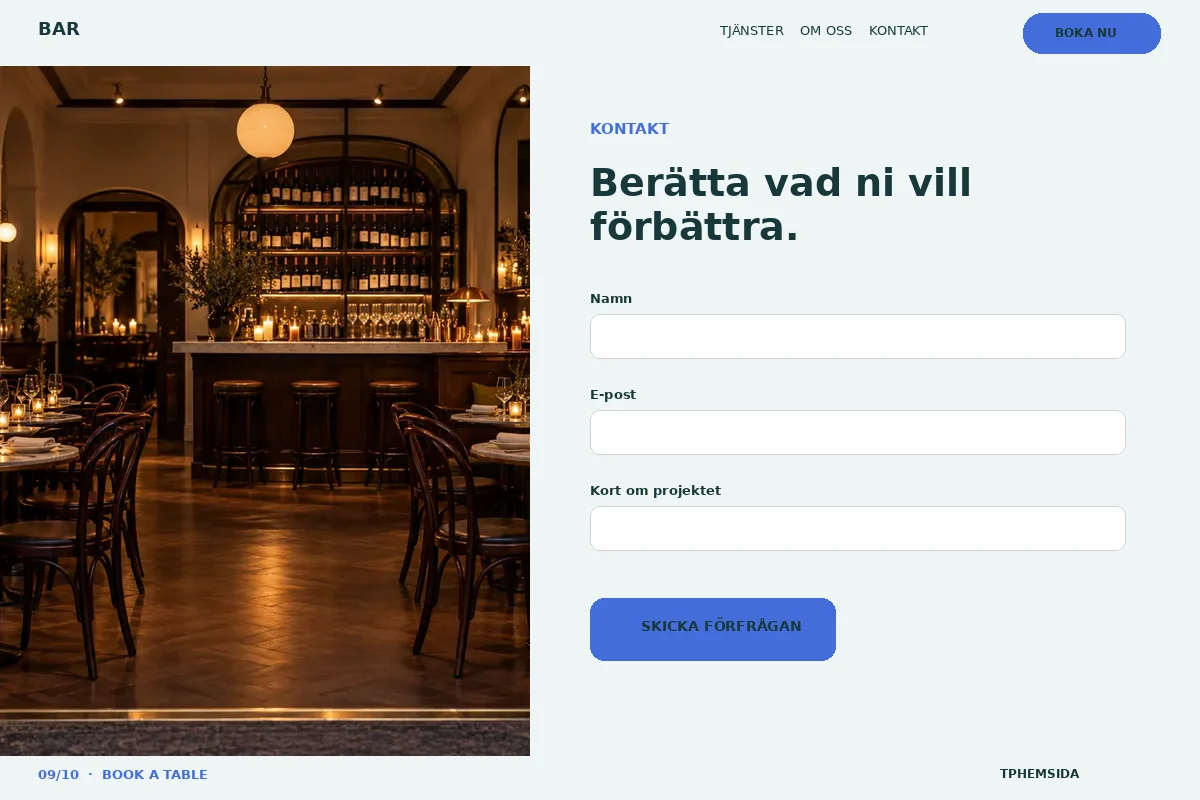 Book a Table – Kontakt för bar