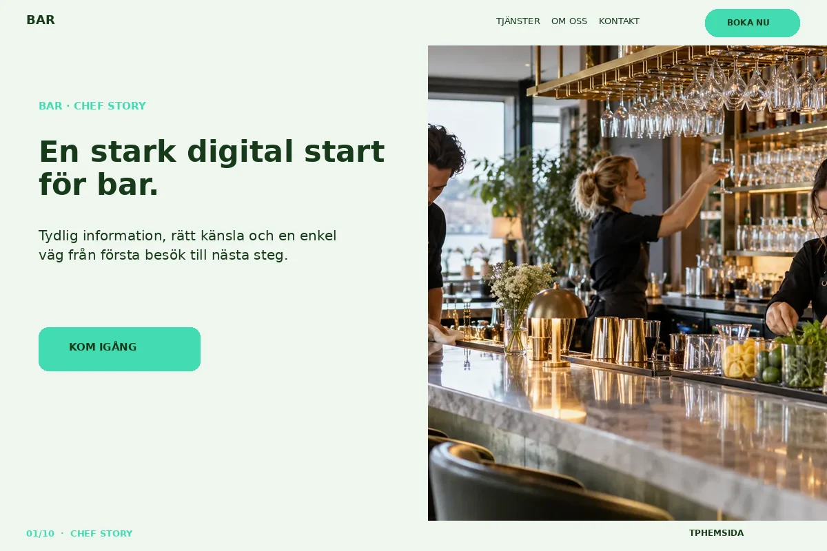 Chef Story – Startsida för bar