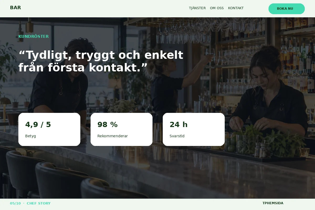 Chef Story – Kundröster för bar