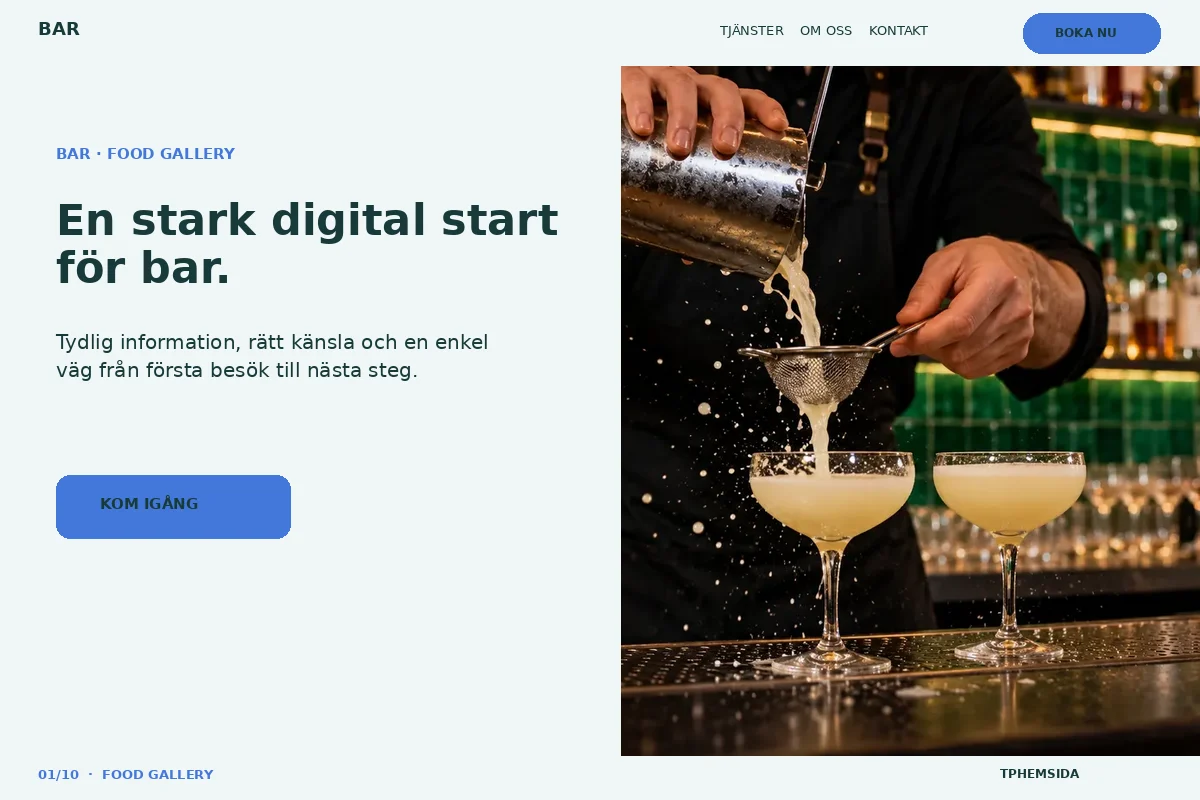 Food Gallery – Startsida för bar
