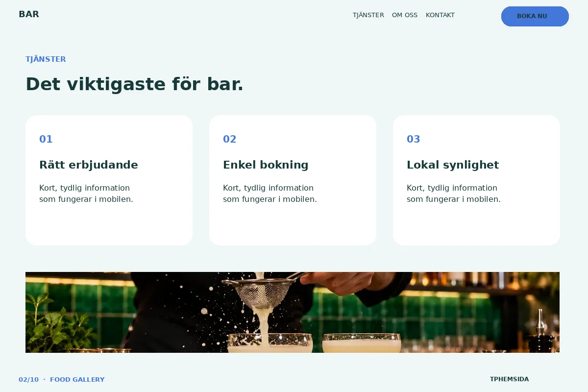 Food Gallery – Tjänster för bar
