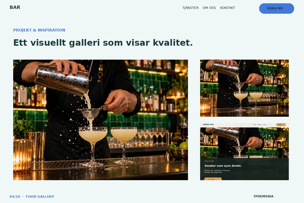 Food Gallery – Projekt för bar