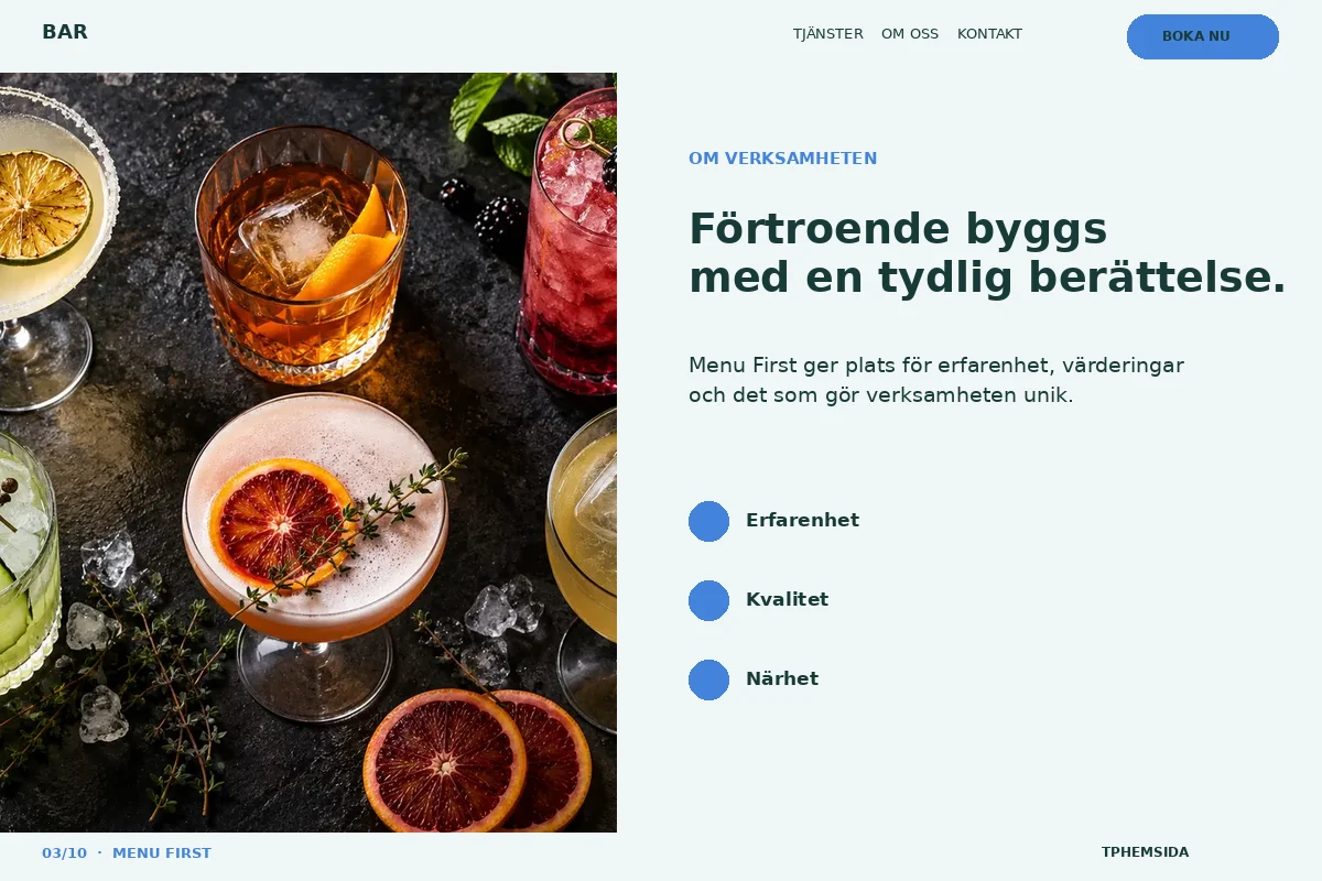 Menu First – Om företaget för bar