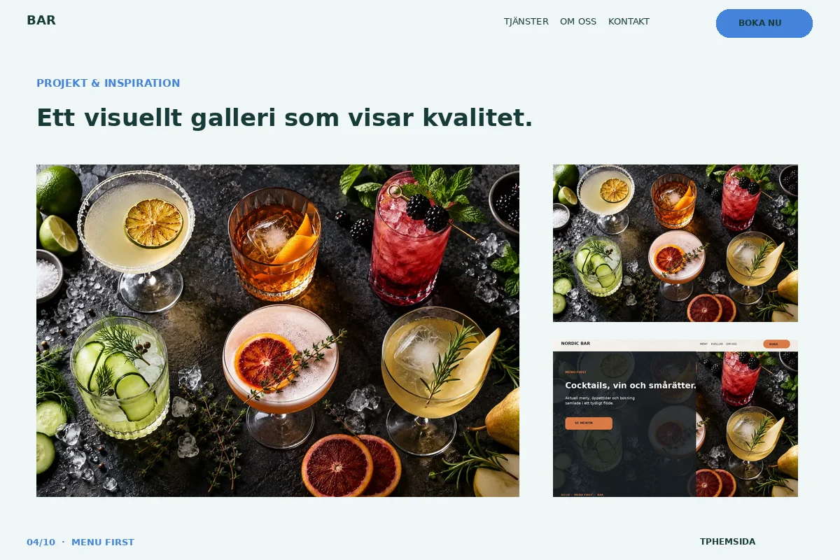 Menu First – Projekt för bar