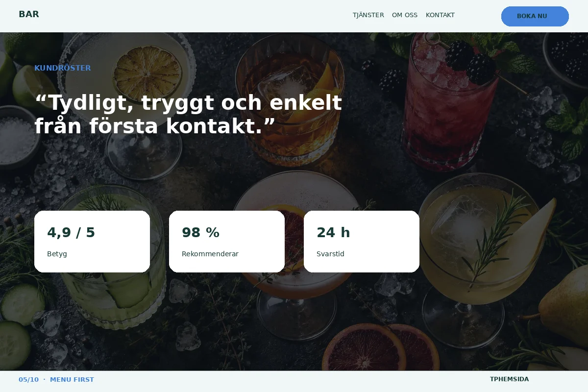 Menu First – Kundröster för bar