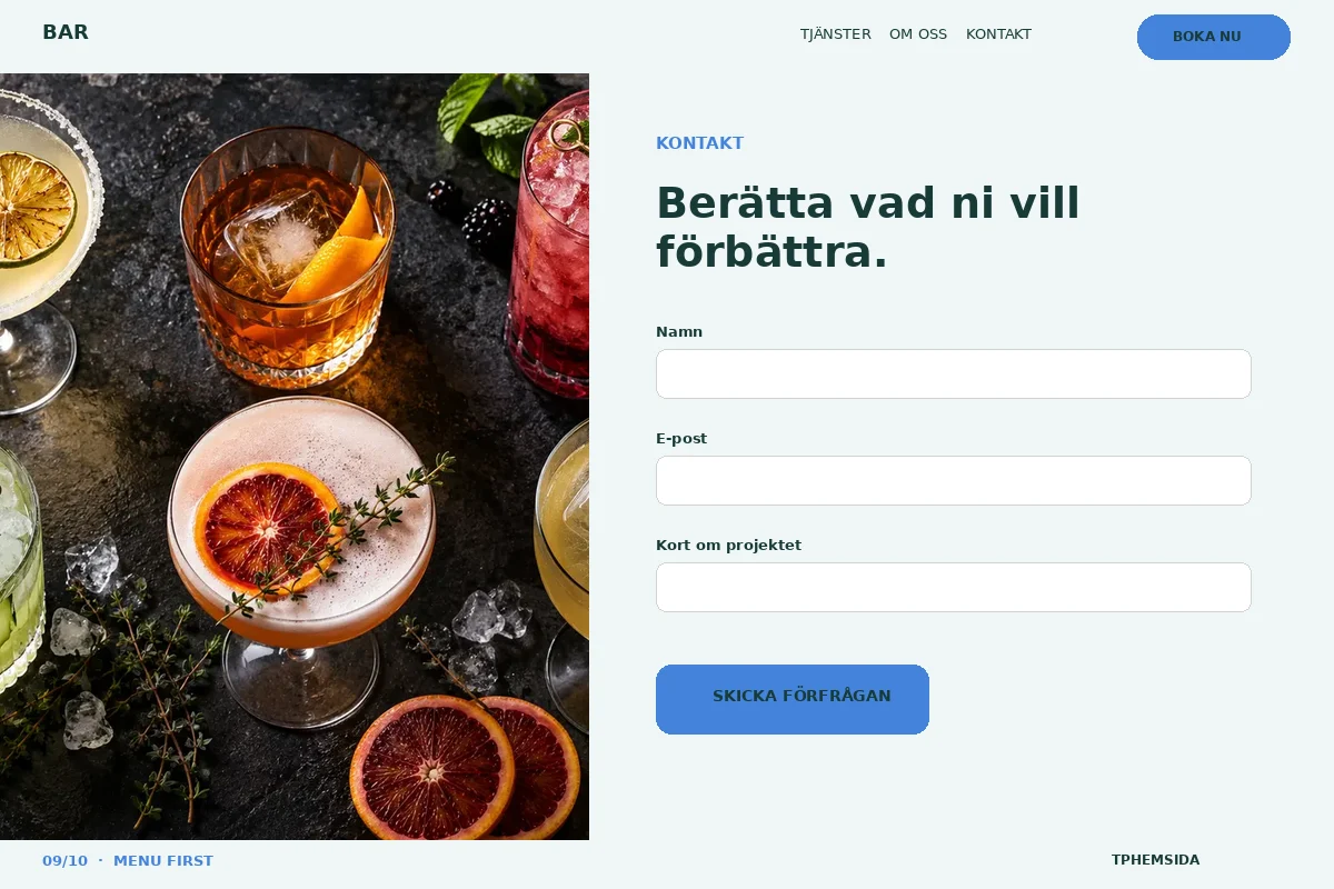 Menu First – Kontakt för bar