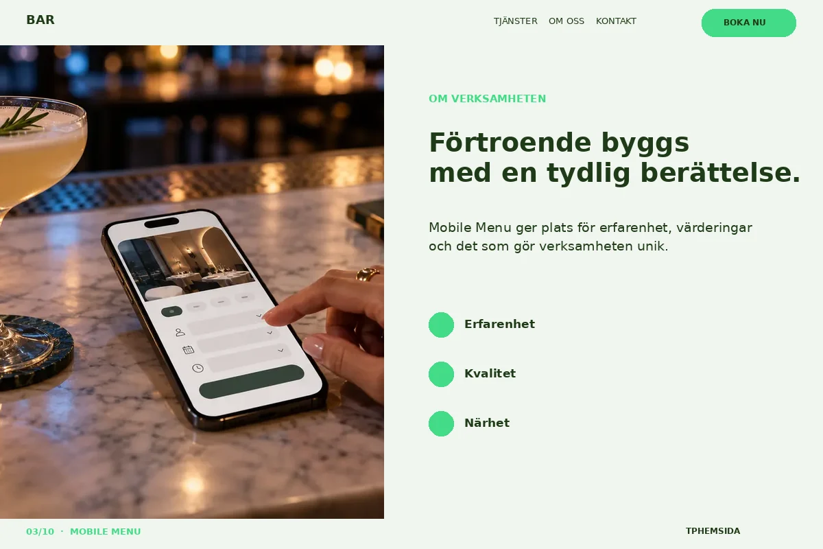 Mobile Menu – Om företaget för bar