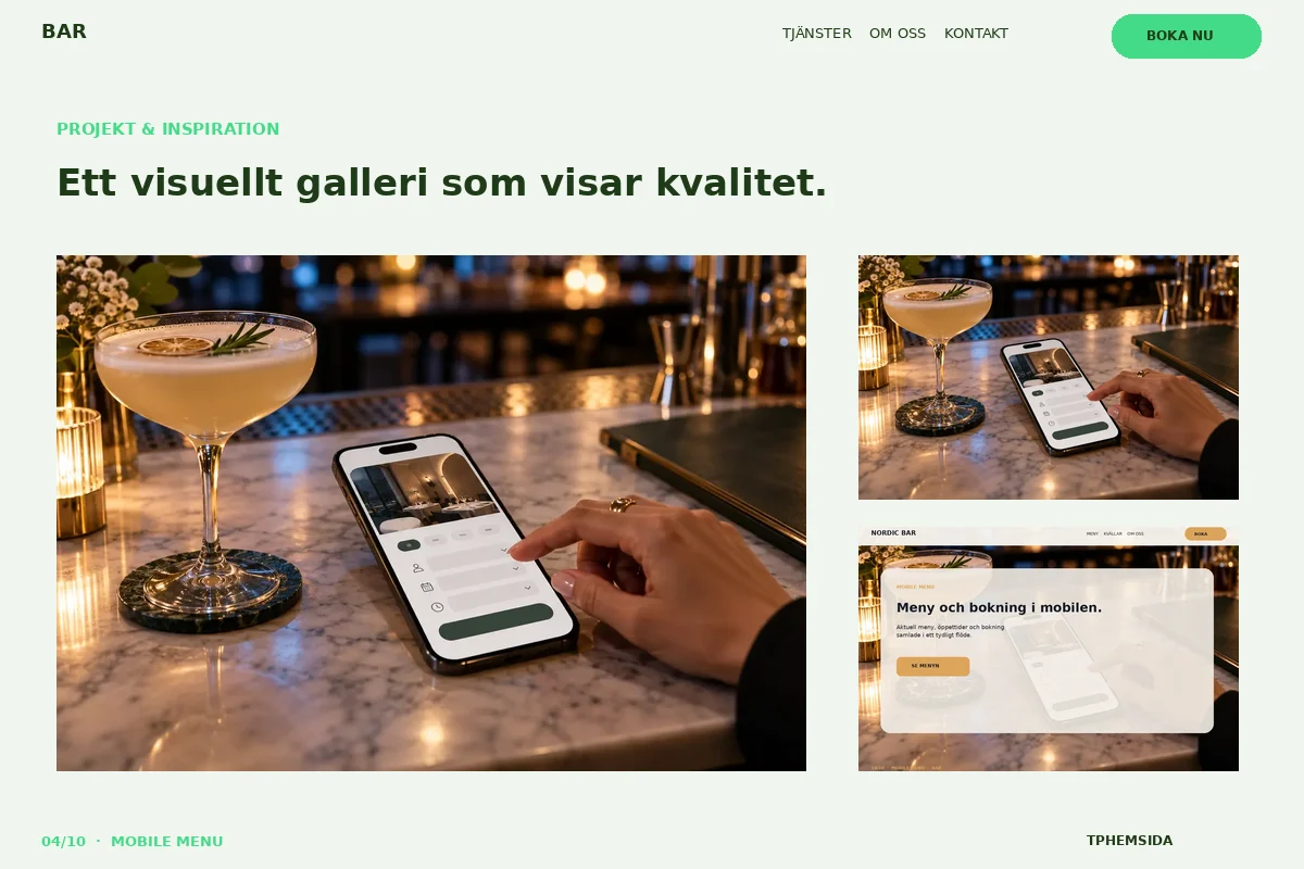 Mobile Menu – Projekt för bar