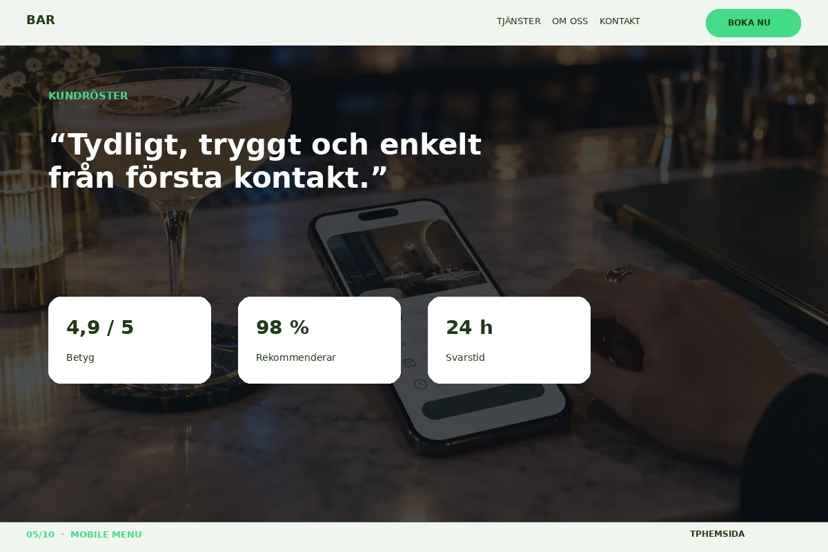 Mobile Menu – Kundröster för bar