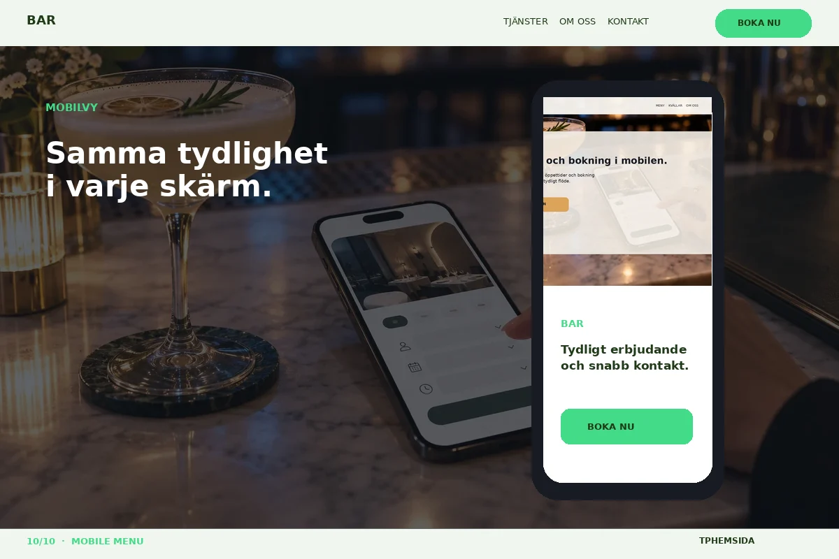 Mobile Menu – Mobilvy för bar