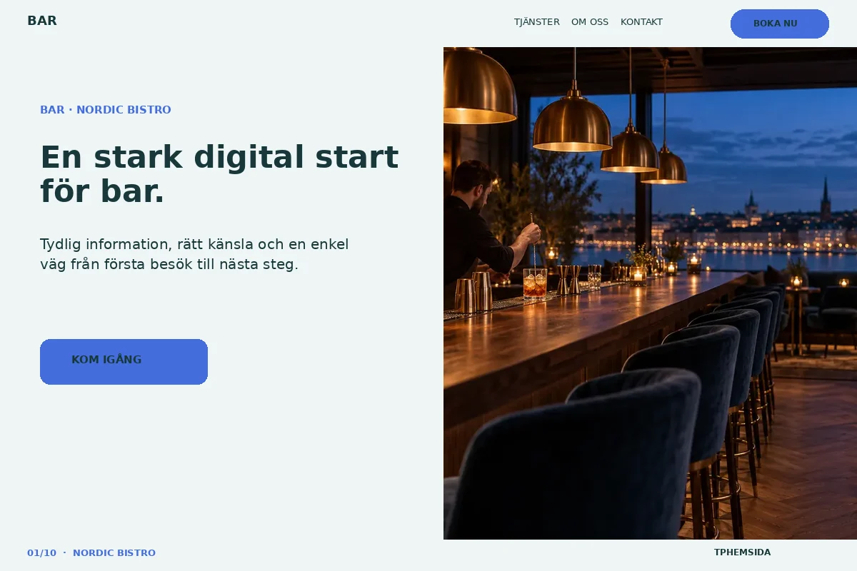 Nordic Bistro – Startsida för bar