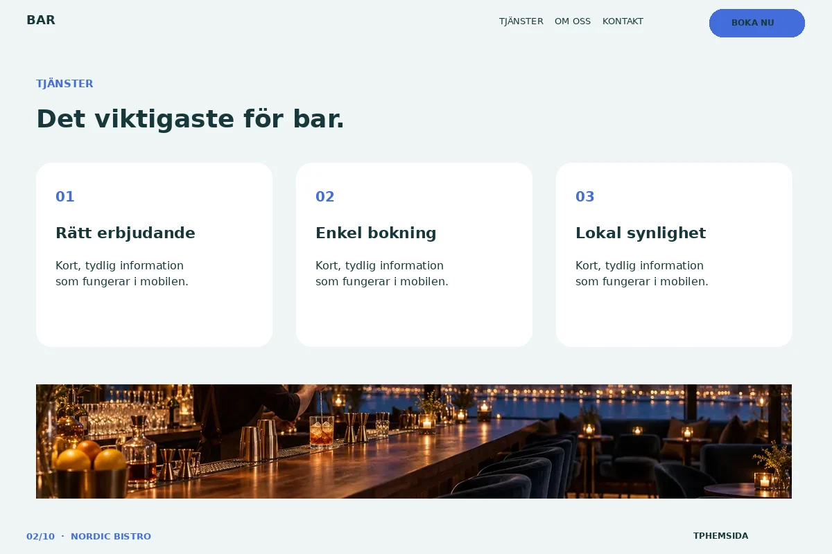 Nordic Bistro – Tjänster för bar