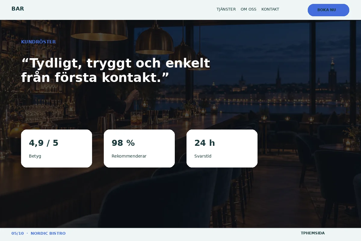 Nordic Bistro – Kundröster för bar