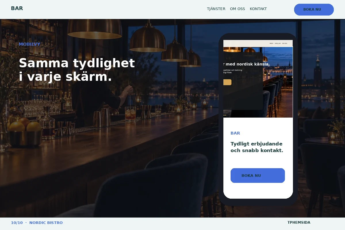 Nordic Bistro – Mobilvy för bar