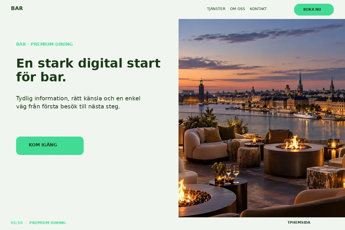 Premium Dining – Startsida för bar