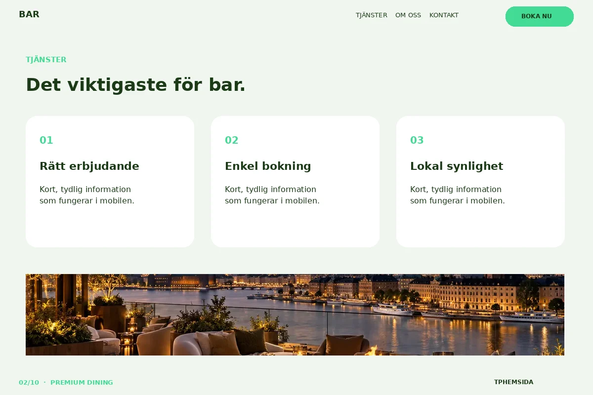 Premium Dining – Tjänster för bar