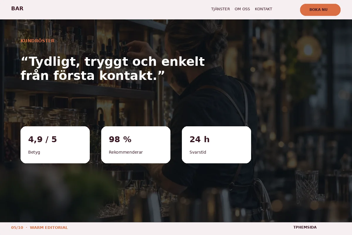 Warm Editorial – Kundröster för bar