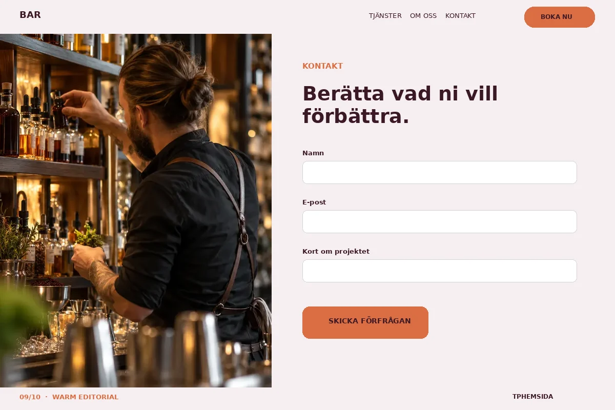 Warm Editorial – Kontakt för bar