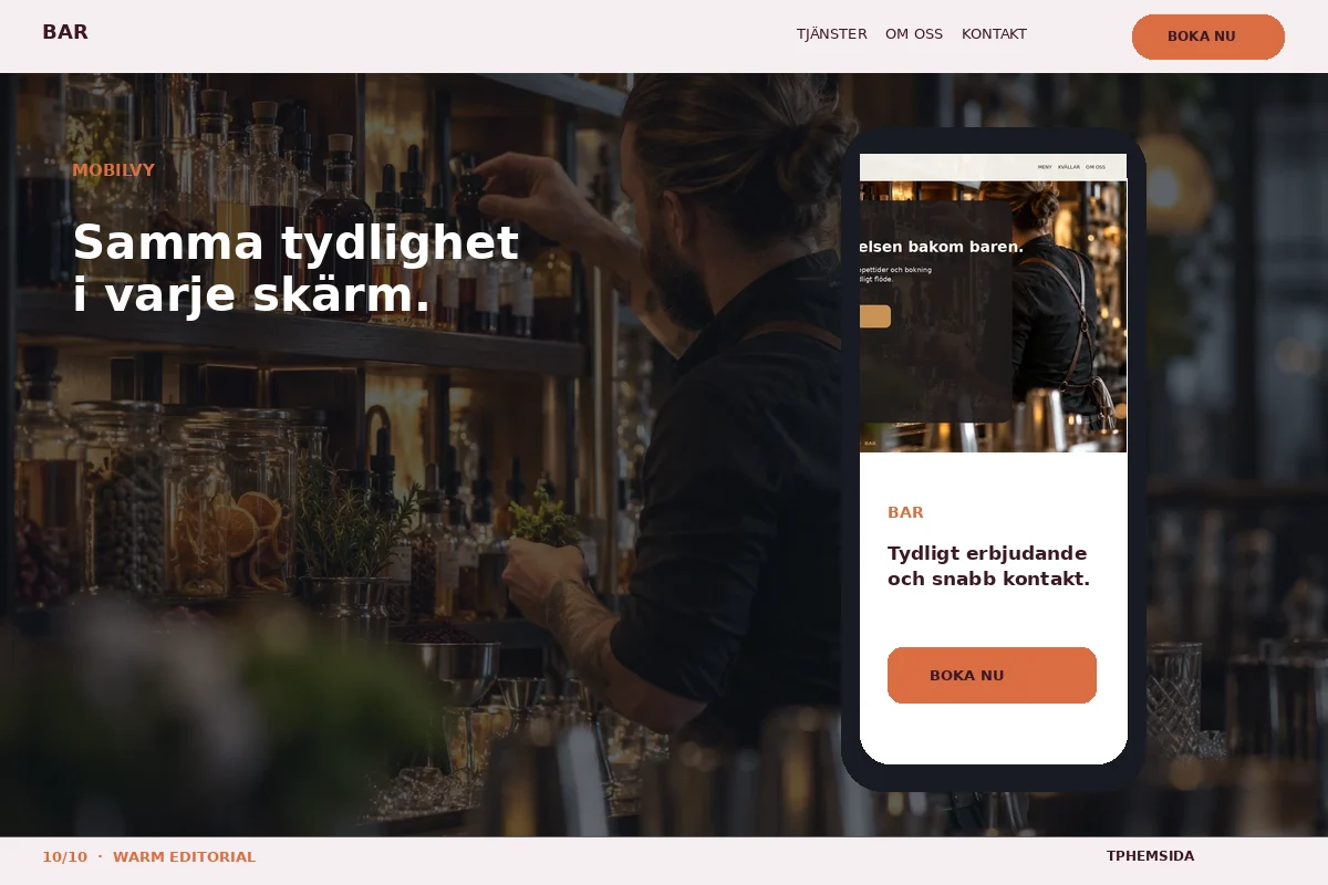 Warm Editorial – Mobilvy för bar
