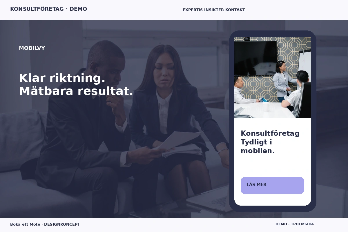 Boka ett Möte – Mobilvy för konsultföretag