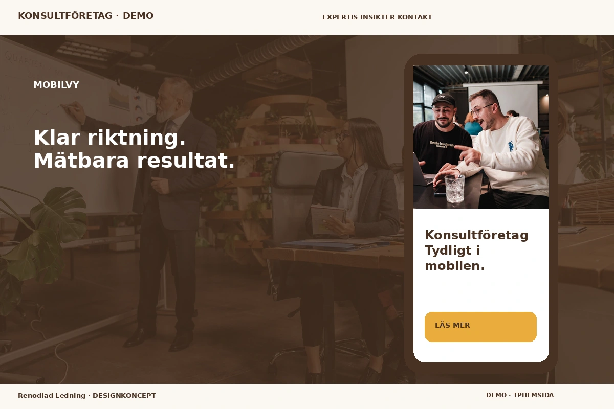 Renodlad Ledning – Mobilvy för konsultföretag