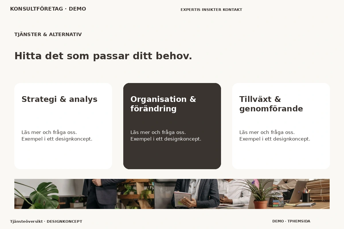 Tjänsteöversikt – Tjänster & alternativ för konsultföretag