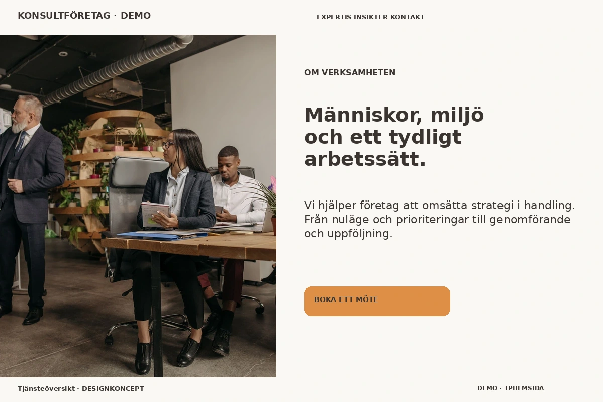 Tjänsteöversikt – Om verksamheten för konsultföretag